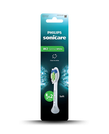 Sonicare W2 Optimal White Brush Head Refills 2 Pack - White