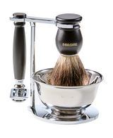 5-Piece Shave Set with Safety Razor, Badger Shaving Brush, Stand, Bowl & Toiletry Bag