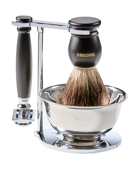 5-Piece Shave Set with Safety Razor, Badger Shaving Brush, Stand, Bowl & Toiletry Bag