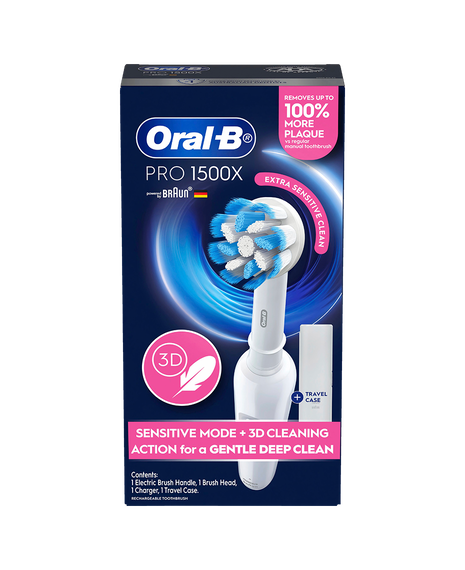 Pro 1500X Electric Toothbrush with Travel Case - White