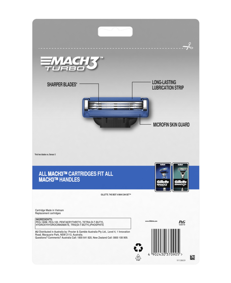 Mach3 Turbo Razor Blades Refill 16 Pack