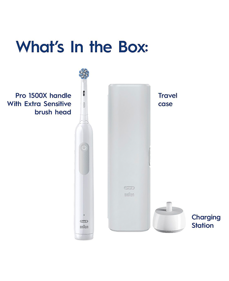 Pro 1500X Electric Toothbrush with Travel Case - White