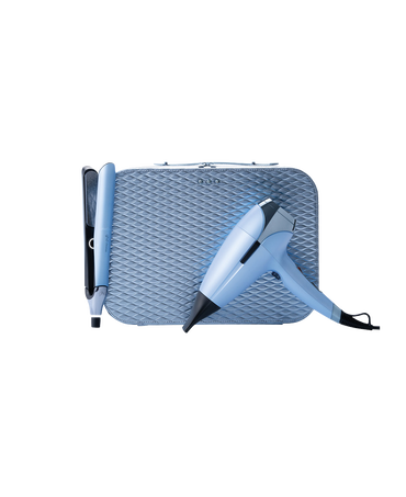 chronos hair straightener & helios® professional hair dryer deluxe gift set in icy blue - limited edition