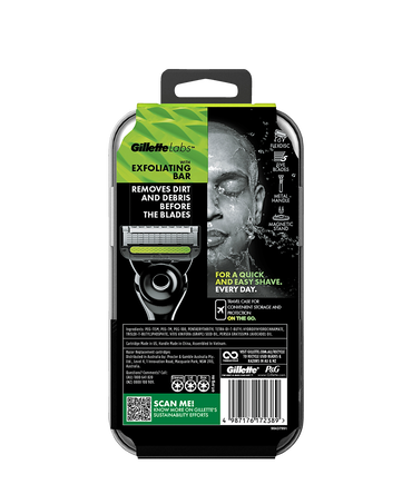 GilletteLabs X Pat with Exfoliating Bar Razor with Blades Refill 5 Pack & Travel Case