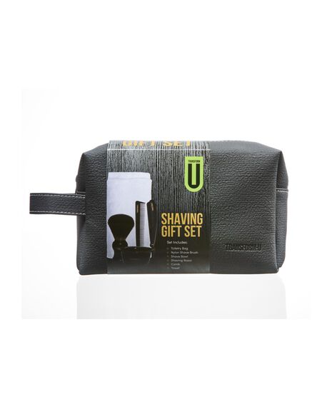 6-Piece Shave Set with Straight Razor, Nylon Shaving Brush, Bowl, Comb, Towel & Toiletry Bag
