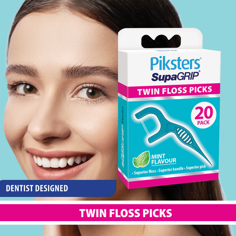 SupaGRIP Twin Floss Picks 20 Pack - Mint