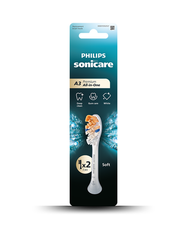 Sonicare A3 Premium All-in-One Brush Head Refills 2 Pack - White