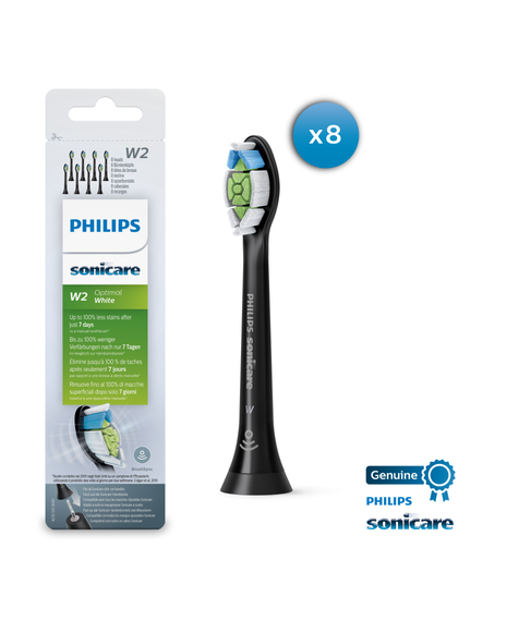 Sonicare W2 Optimal White Standard Brush Heads 8pk - Black