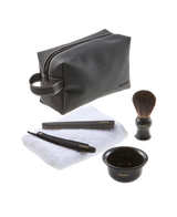 6-Piece Shave Set with Straight Razor, Nylon Shaving Brush, Bowl, Comb, Towel & Toiletry Bag