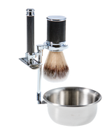 4-Piece Shave Set with Safety Razor, Nylon Shaving Brush, Stand & Bowl