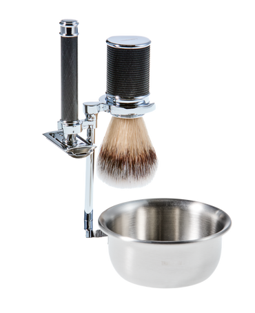 4-Piece Shave Set with Safety Razor, Nylon Shaving Brush, Stand & Bowl