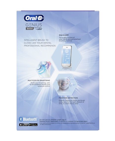 Genius 9000 Electric Toothbrush with 3 Replacement Heads & Smart Travel Case, Purple Orchid