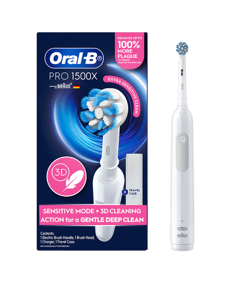Pro 1500X Electric Toothbrush with Travel Case - White