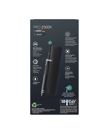 Pro 2500X Electric Toothbrush with Travel Case - Black
