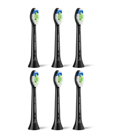 Sonicare W2 Optimal White Brush Head Refills 6 Pack - Black