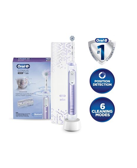 Genius 9000 Electric Toothbrush with 3 Replacement Heads & Smart Travel Case, Purple Orchid