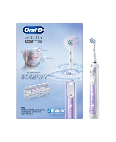 Genius 9000 Electric Toothbrush with 3 Replacement Heads & Smart Travel Case, Purple Orchid