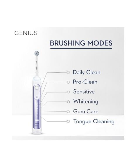 Genius 9000 Electric Toothbrush with 3 Replacement Heads & Smart Travel Case, Purple Orchid