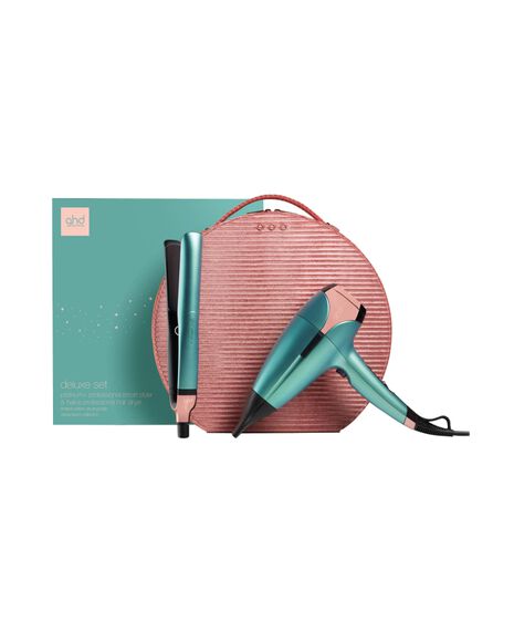 platinum+ hair straightener & helios® professional hair dryer deluxe gift set in alluring jade - limited edition