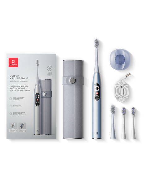 X Pro Digital S Sonic Electric Toothbrush - Silver with 4 Replacement Brush Head Refills